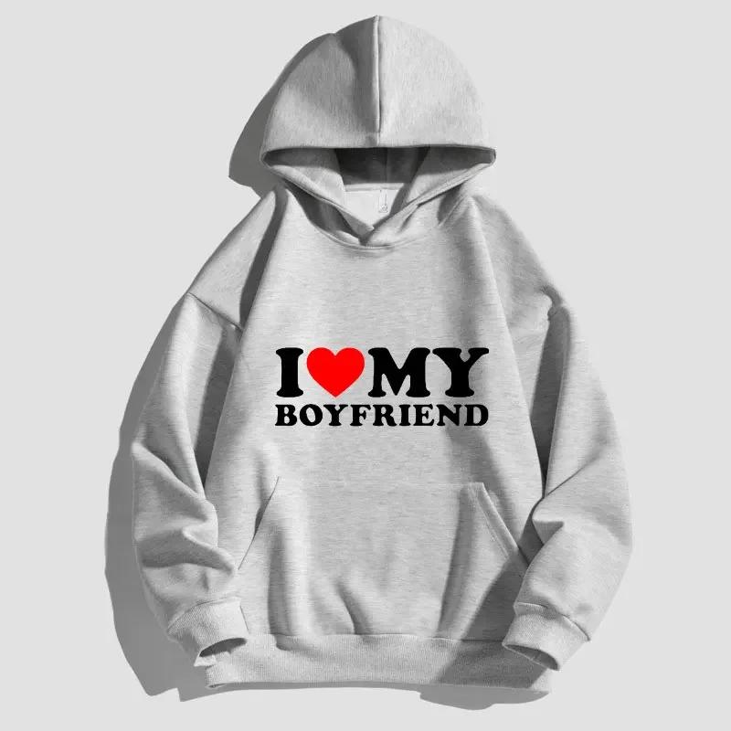 I LOVE MY GIRLFRIEND Print Unisex Hoodie Y2K Sweatshirt for Women's/Men's Hoodies Sweatshirts Solid Hoodies Pullovers Tops