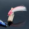 Braided Tube Fish Head Lure – Feather&Flash Fiber Tail, Fast Sinking Reaction Bait for Bass, Trout, Redfish Predators