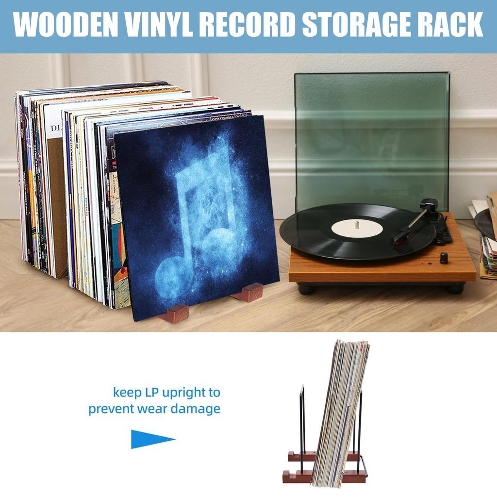 Wooden LP Vinyl Record Display Stand Shelf Multipurpose Wood CDs/LP Tabletop Holder LP Record Album Storage Rack