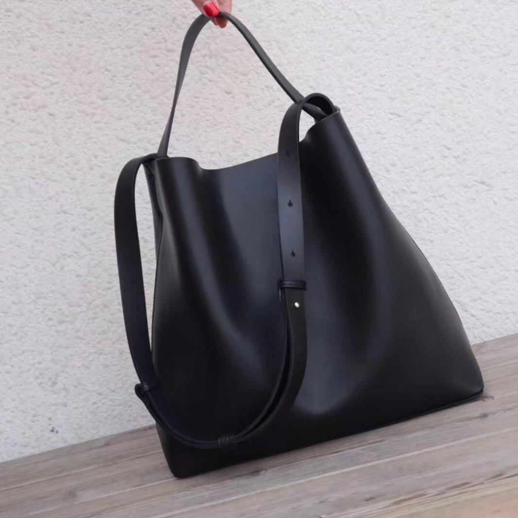 

Женская сумка-тоут большой вместимости из натуральной мягкой кожи - Высококачественная воловья кожа для бизнеса и поездок 31x30x12.5 cm чёрный