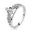 High-End S925 Sterling Silver Princess Crown Rhinestone Heart Ring for Women – European and American Style Index Finger Jewelry