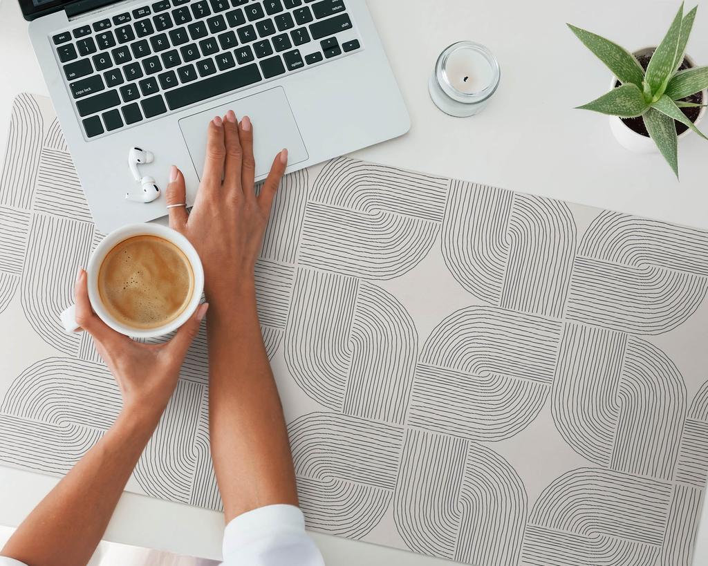 Modern Protective Keyboard Mat Geometric Line Pattern 100x50 Cm