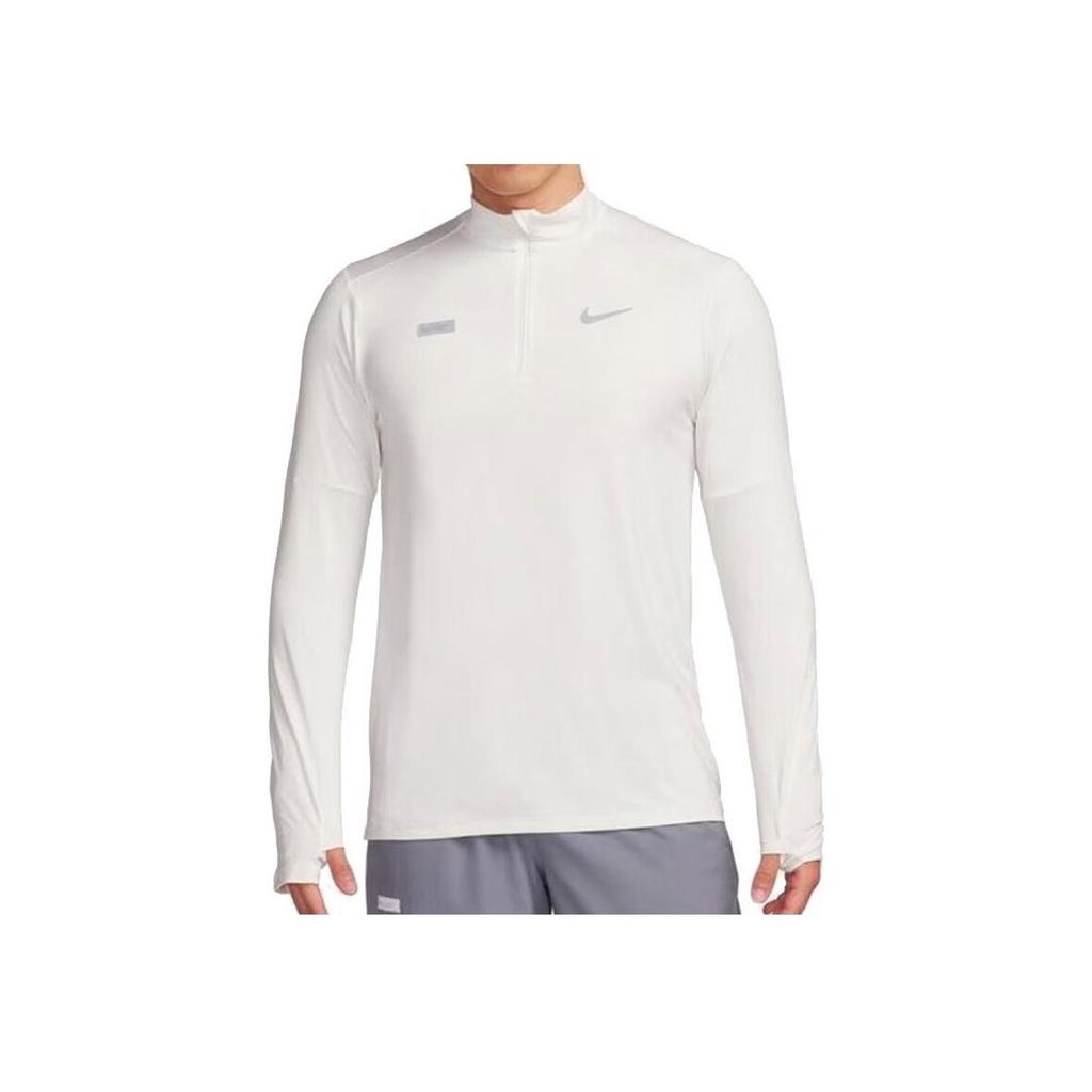 Nike Stand Collar Half-Zip Quick-Dry Running Long-Sleeve T-Shirt Men Tops White FB8557-030