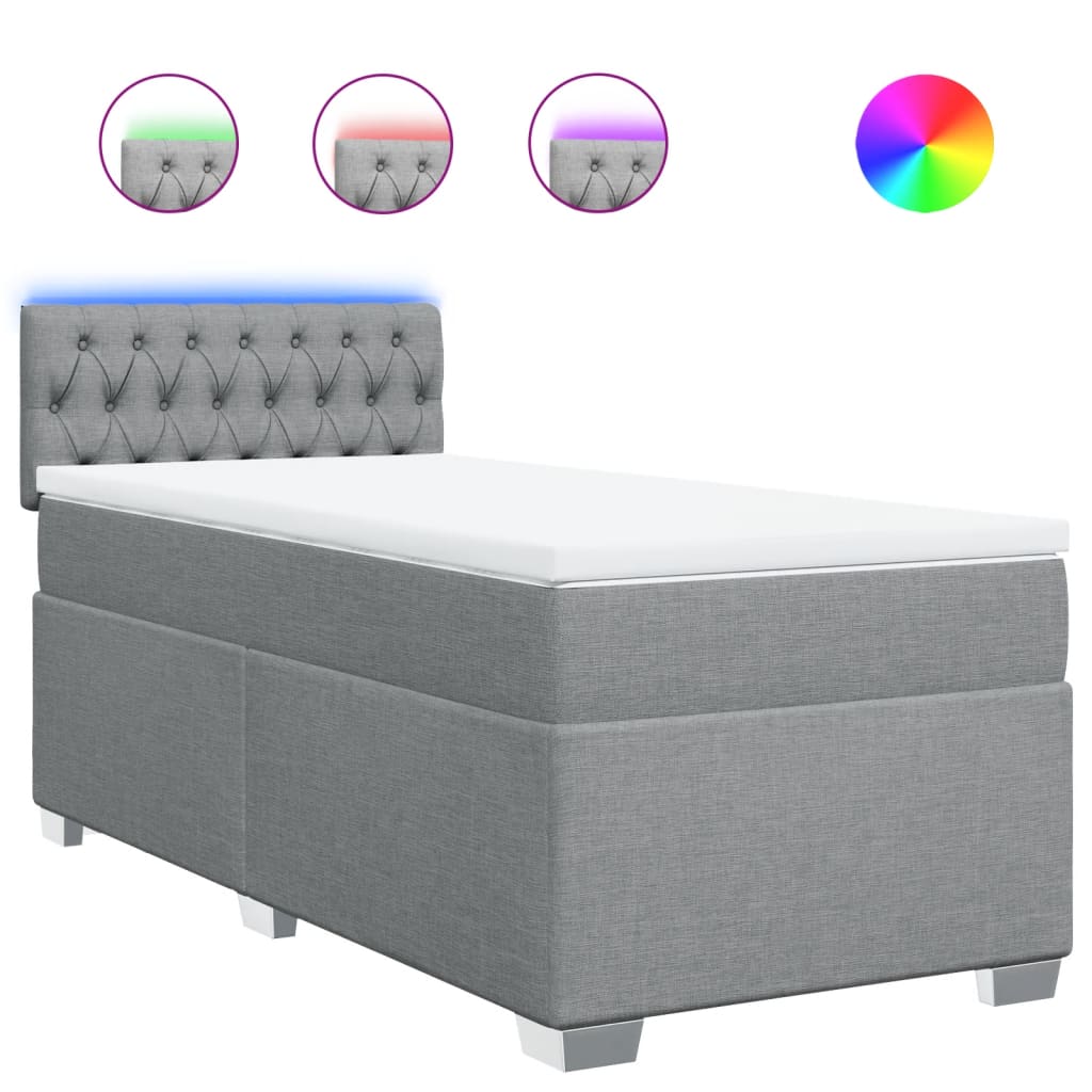 Vidaxl Letto Continentale Con Materasso, Grigio Chiaro, Tessuto, 80X200 Cm