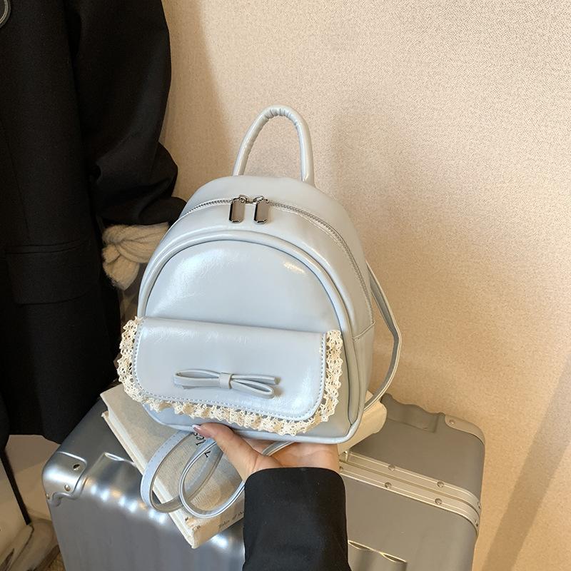 Korean Version of Fashion Portable Small Bag Women's 2025 Summer New Simple Bow Backpack Casual Schoolbag