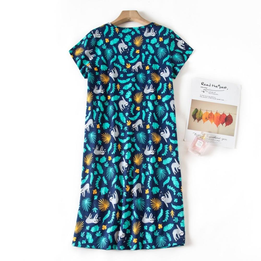 Fashion Casual Women Dress Short Sleeve Sleepwear Dresses Loose Fit Nightwear Home Clothes Nightie Loungewear Dresses