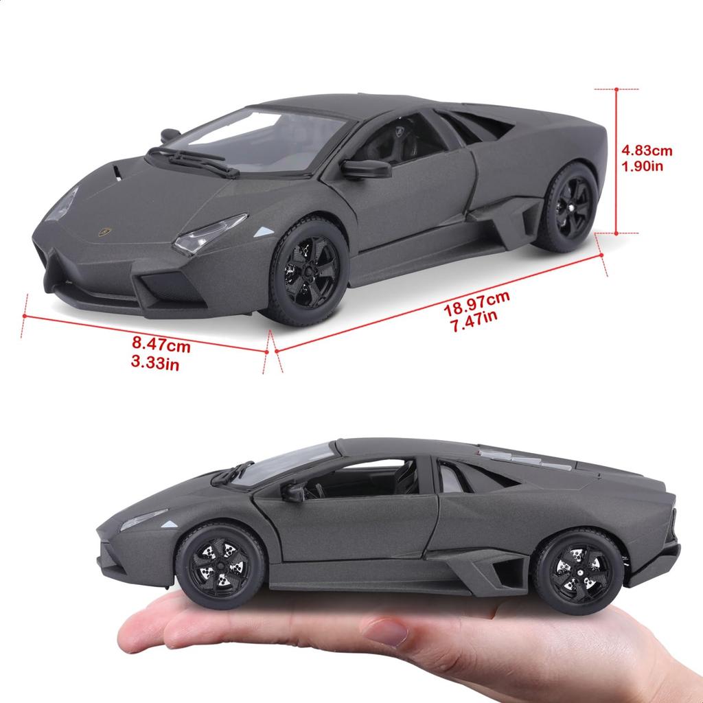 Bburago 1/24 Scale Lamborghini Reventon Matte Gray / Diecast Model Car, Finished Product, 18-21041 GY