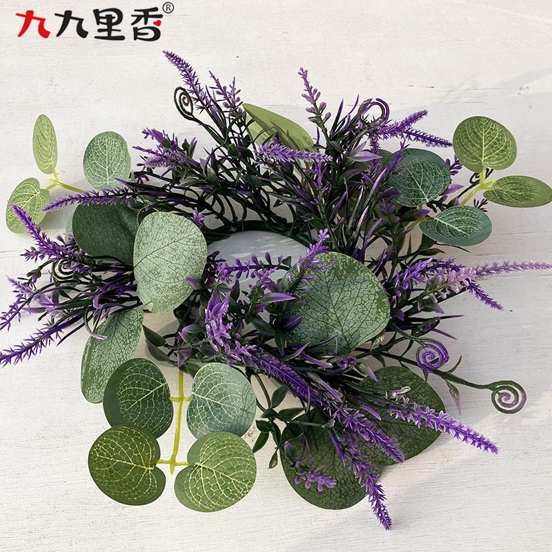 

Американский Весенний Имитационный Венок Кольцо для Свечи Лавандовый Эвкалиптовый Венок Лист Эвкалипта Венок Подсвечник