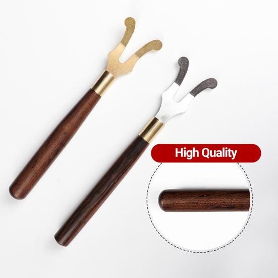 Teapot Lid Clip Heat Insulation Cast Iron Tea Kettle Cover Fork with Wooden Handle Teaware for Living Room