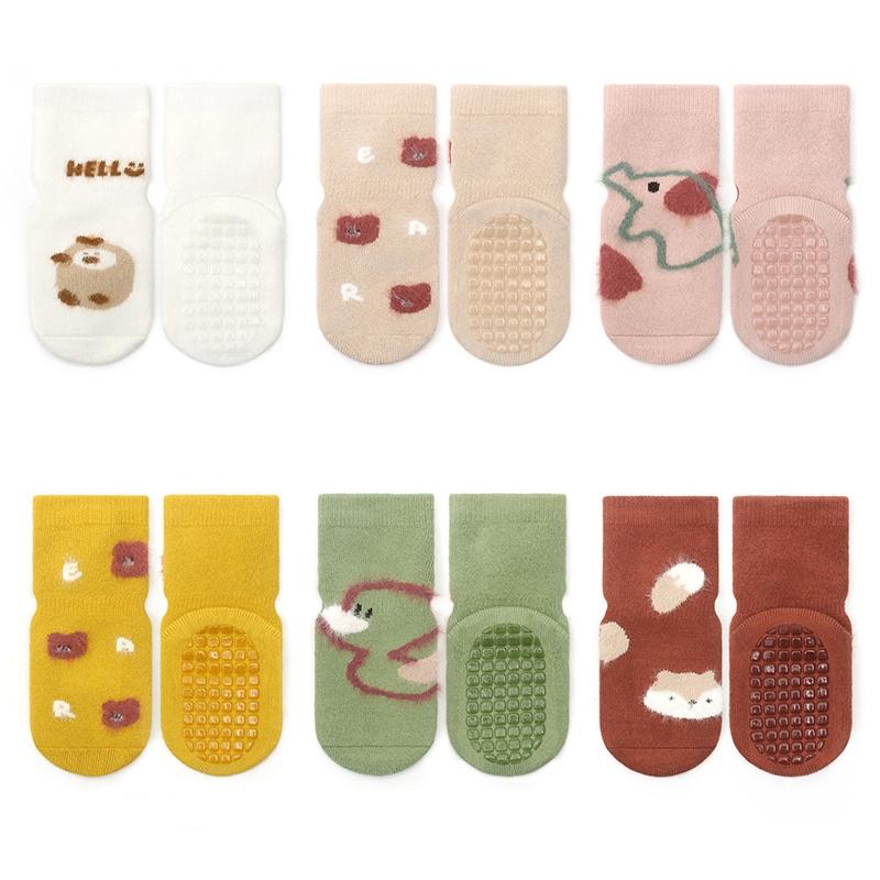 Kids Winter Thicken Socks Baby Skidproof Floor Socks Boy Girls Cartoon Cotton Terry Warm Non-Slip Newborn Tube Socks