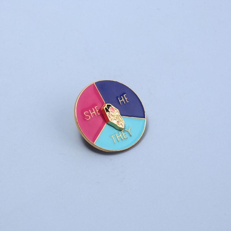 Rotation Pointer Badge Pin Backpacks Lapel Pin Gender Identity Brooch Button