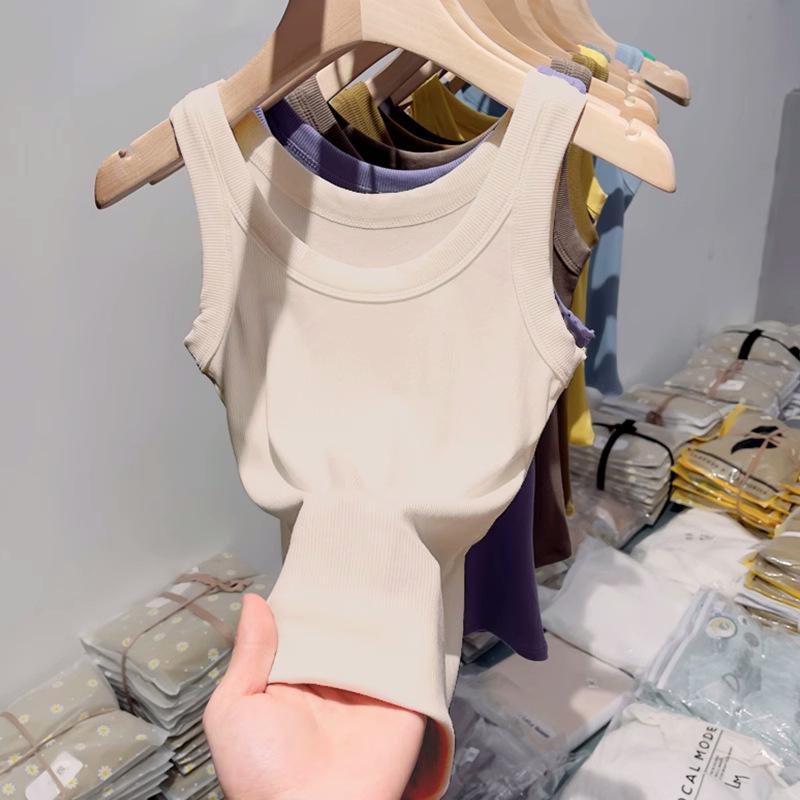 Damen Sommer Modal Geripptes Trägertop mit integriertem BH