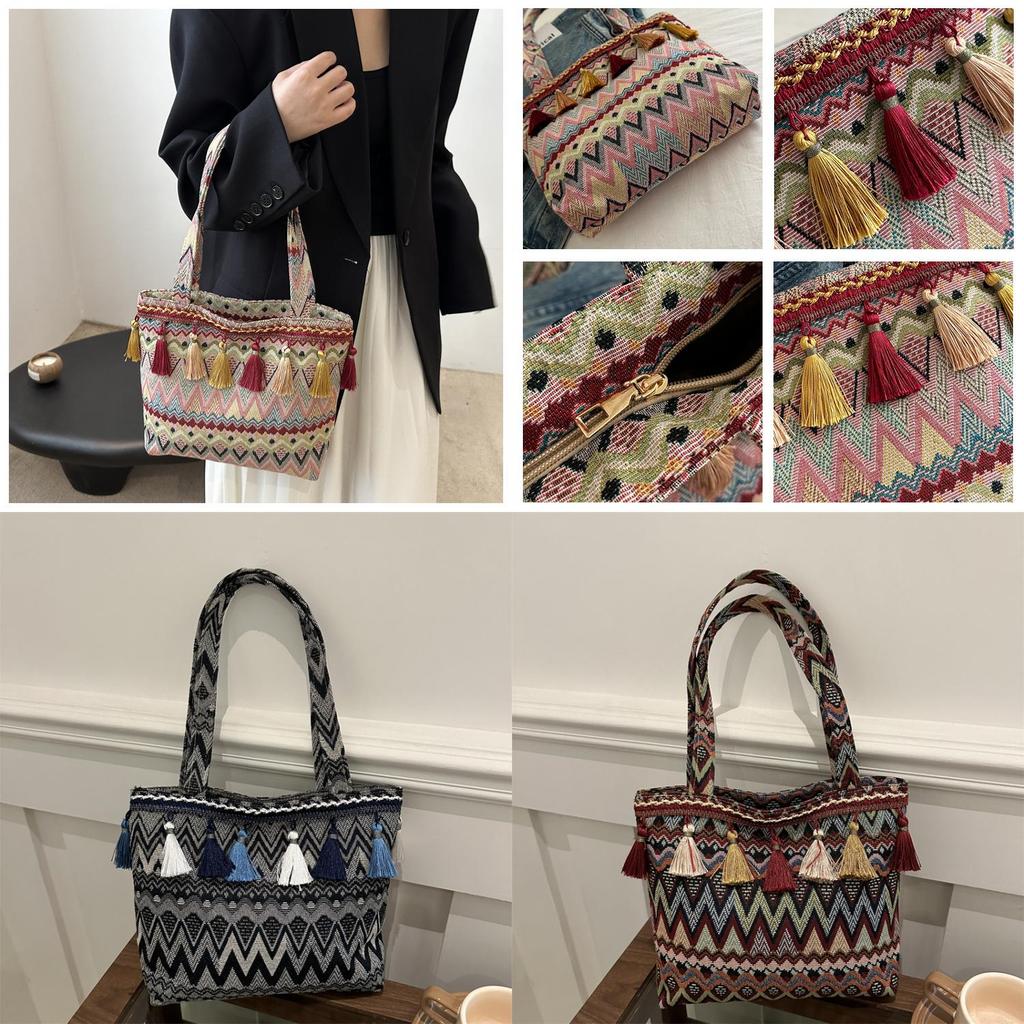 Artistic Chinese Style Woven Underarm Bag With Dual Straps For Office And Travel