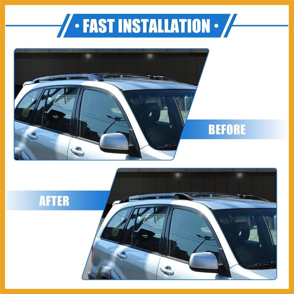 4pcs Car Roof Rack Side Rails End Cover Shell Cap Compatible for Toyota RAV4 2001-2005, Durable Plastic Black Cargo Rack Legs Protection Replacement