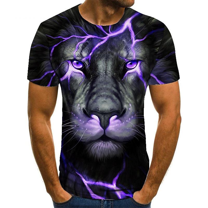 Men's Graphic Animal Lion T Shirt Tee Funny T Shirts Short Sleeve T shirt 3D Print Crew Neck Shirt Streetwear Exaggerated Causal