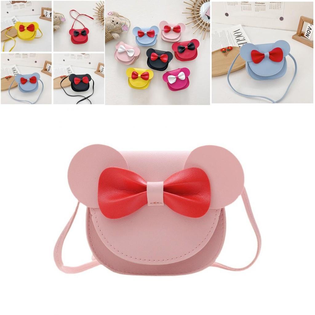Kids Girls Butterfly Bow Pu Small Shoulder Bag With Flower Pattern For Daily Use