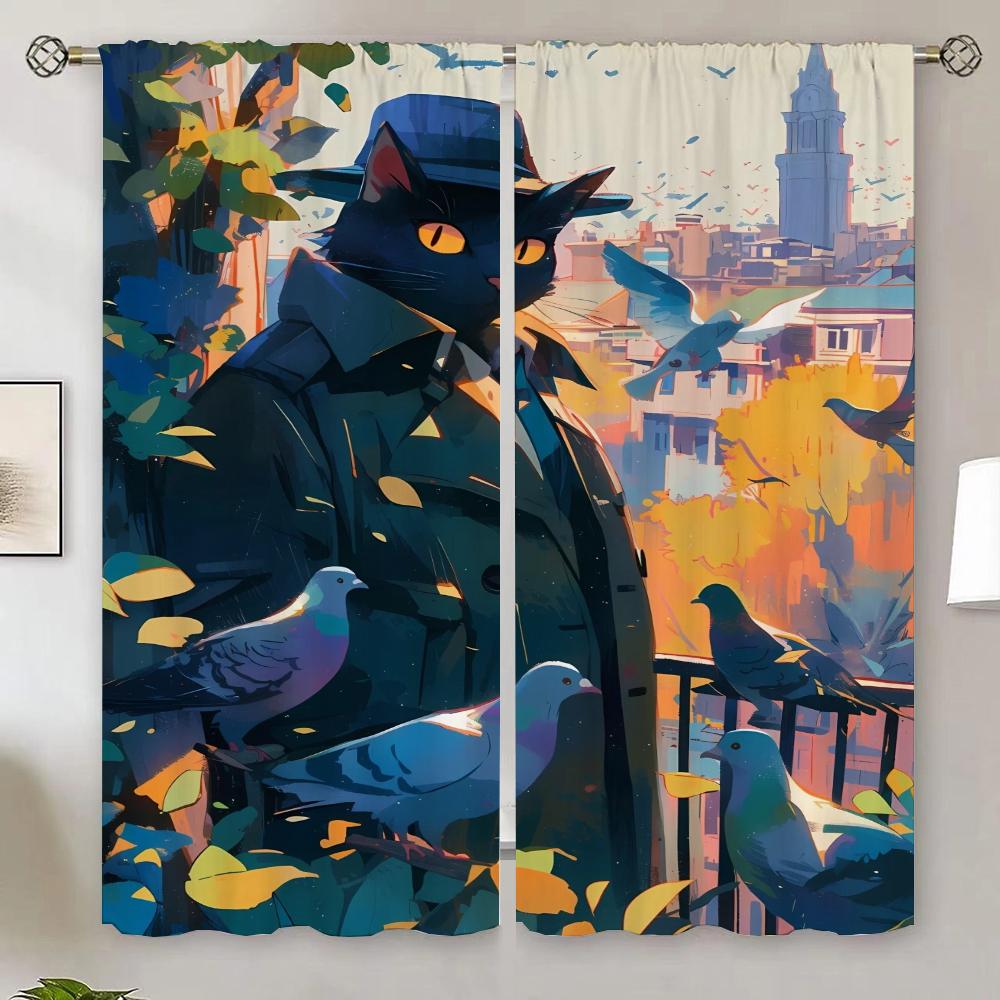 

Кот Холмс Шторы для кухни для камеры Шторы-жалюзи Детская комната Ванная комната Подхваты для штор Жалюзи Рождественские жалюзи Щупальца W50xH70cmx2pcs-CL