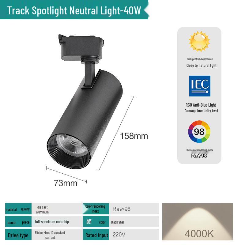 Full Spectrum COB LED Track Spotlight for Living Room & Shop