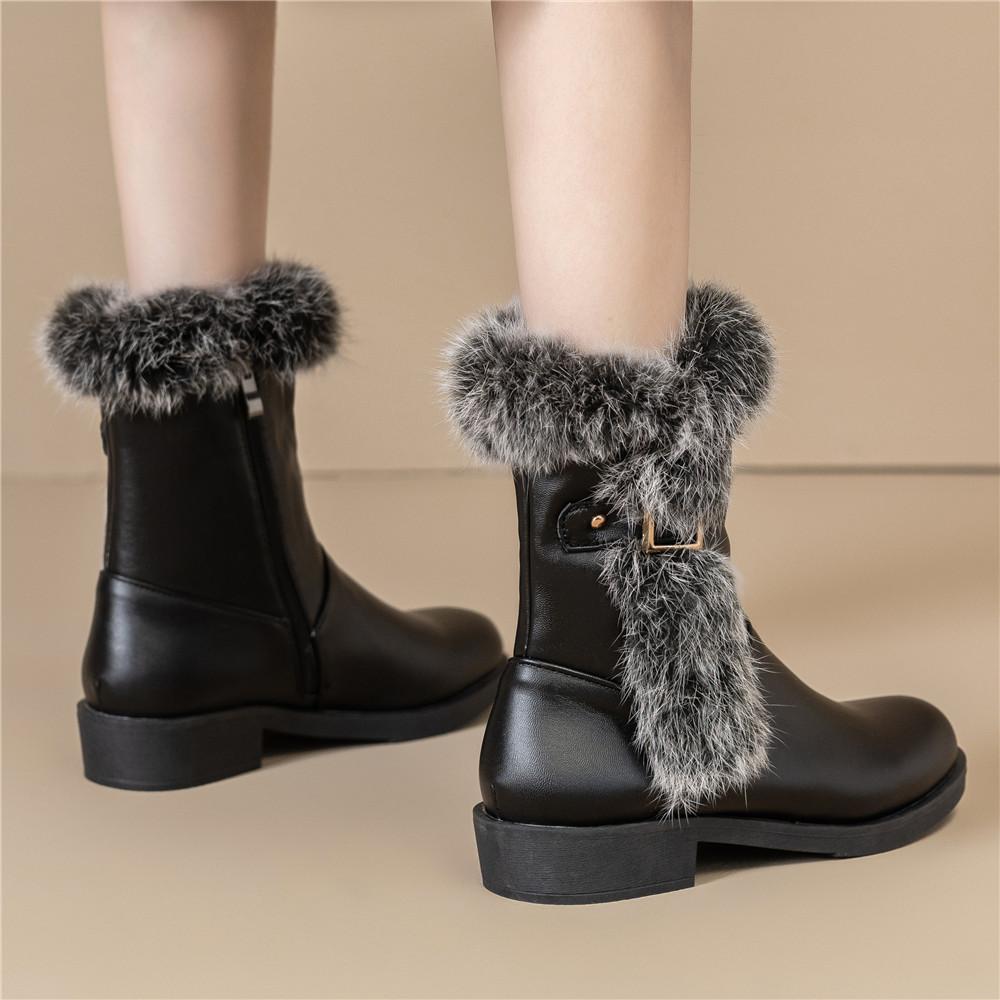 Fashion Women's Winter Boots Platform Heels Fur Boots Women 2025 Snow Boots Zip Ankle Winter Shoes For Women Winter Footwear Botas Mujer