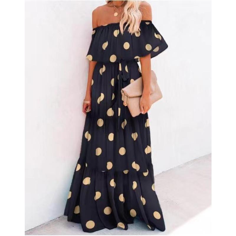New Women's Clothing Dunhuang Chest Wrap Printing Gradual Change Color Pendulum Dress Dress