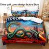 3D Print Terror of Orion Space Monster Bedding Set 3Pcs Sci Fi Alien Duvet Cover Set with Pillowcases for Men Bedroom Decor