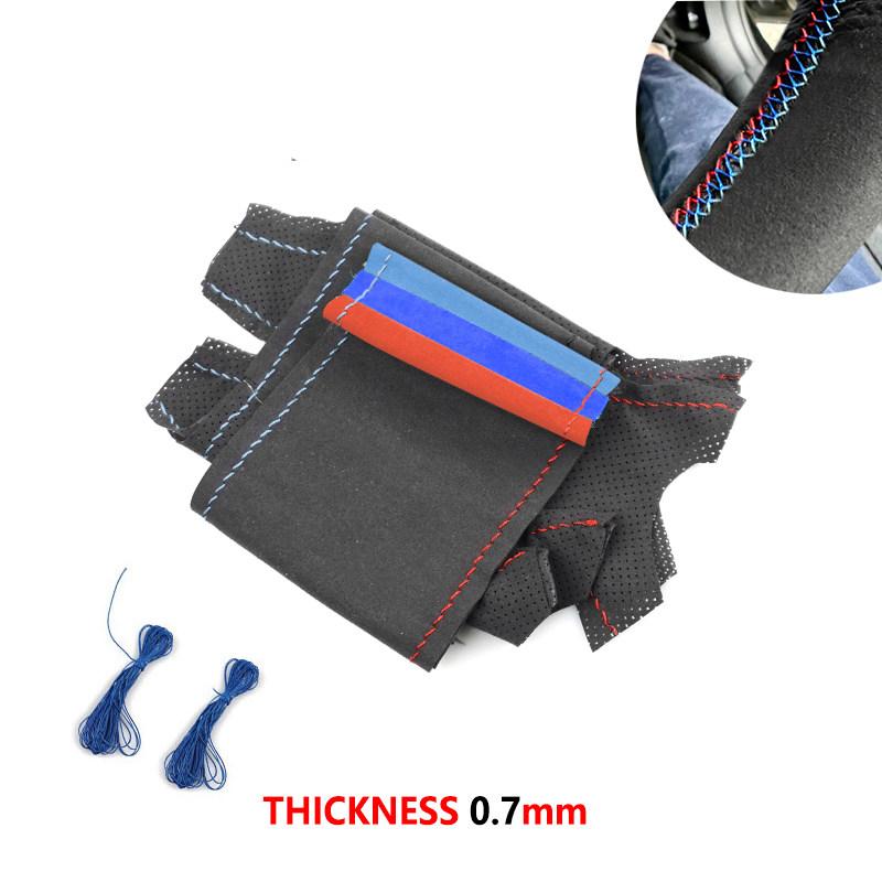 

Замшевый кожаный чехол на руль автомобиля для BMW M Sport 1 3 серии E81 E82 E87 E88 M3 E90 E92 E93 2008-2013 X1 E84 2011 B redblue line-3 bar