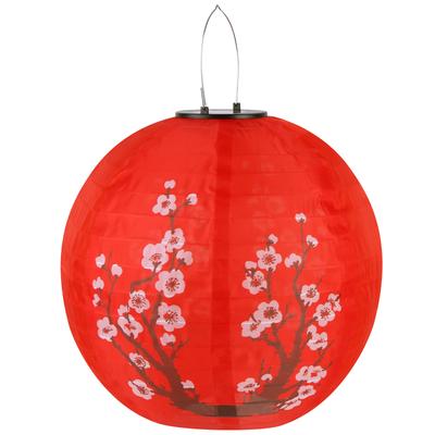 Lanterne Solaire LED 30cm Alimentation Solaire Lumières Fleur de Prunier LED Étanche IP65 Lanternes Solaires d'Extérieur Tissu en Nylon pour Jardin Porche