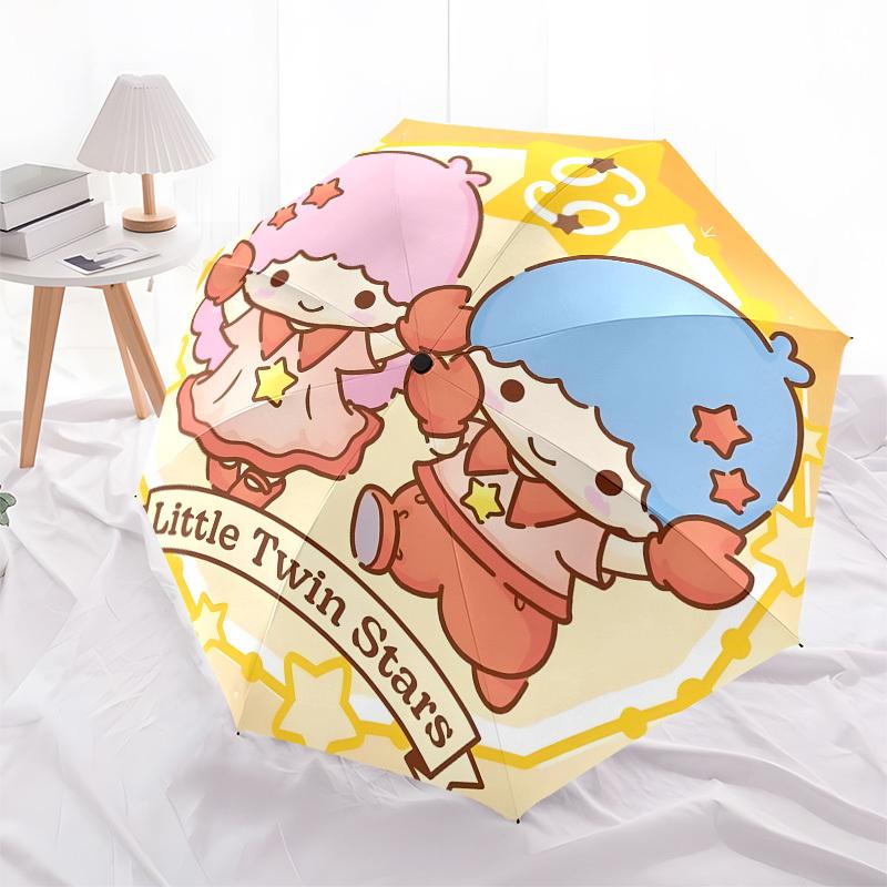 1pc Little Twin Stars Umbrella with Plastic Handle, Suitable for All Seasons Outdoor YUSAN356