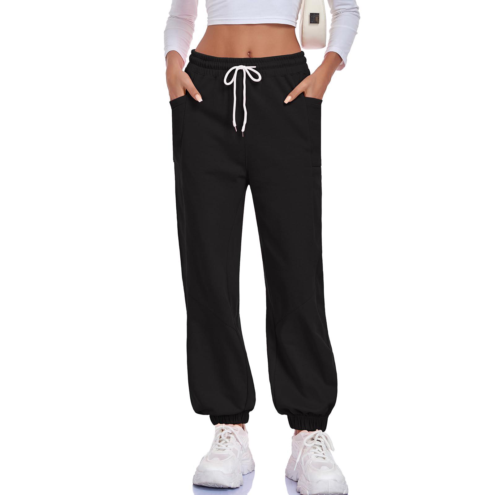 

Женские спортивные штаны с высокой талией, джоггеры, брюки на кулиске, низ L чёрный