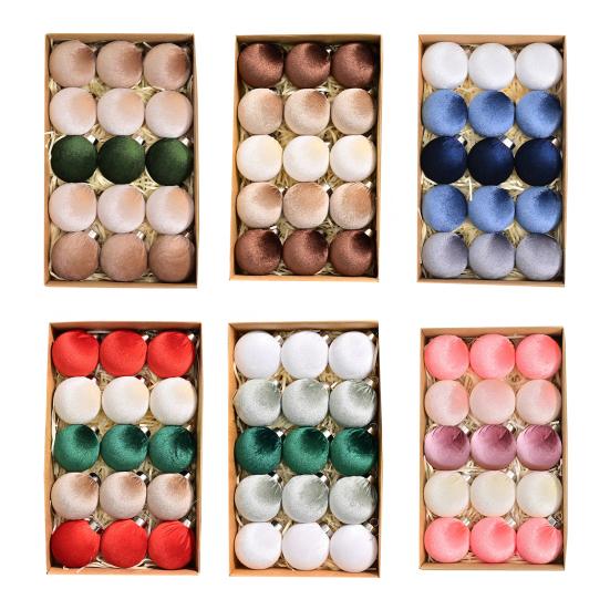 15 Pcs Christmas Ball Ornaments Lightweight Shatterproof Velvet Balls Reusable Festive Hanging Decorations for Home Xmas Tree