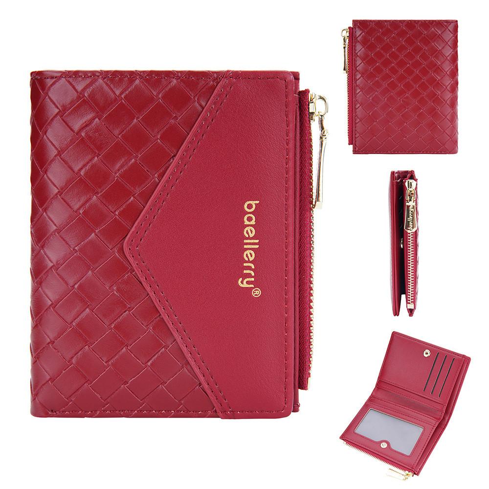 Ladies Fashion Card Holder Pu Material With Weaving Pattern Design And Letter Print For Everyday Carry