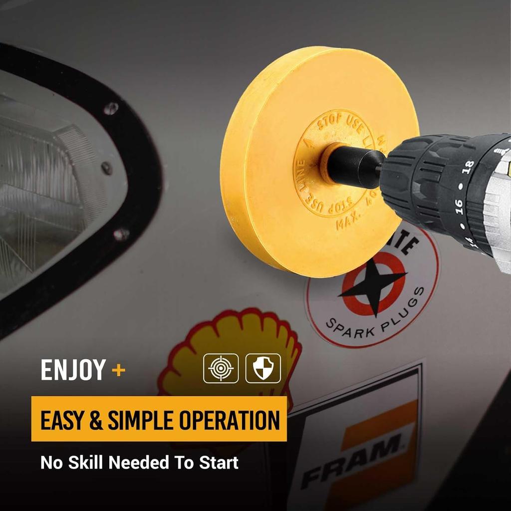 EWK 2 Pcs Serrated + Round Decal Eraser Wheel, Rubber Remover Wheel for Grinder, Ideal for Adhesives, Ptripes, and Decals Removal