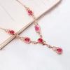 Color Gold Inlaid Redstone Water Drop Plated Rose Gold Necklace Women'S Exquisite Purple Gold Collarbone Chain