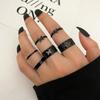 Trendy Punk Schwarz Schmetterling Schlange Ringe Set für Frauen Geometrische Hohl Ring Schmuck