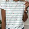 Women's Casual Striped Polka Dot T-shirt Summer Short-sleeved Round Neck Loose All-over Printed T-shirt