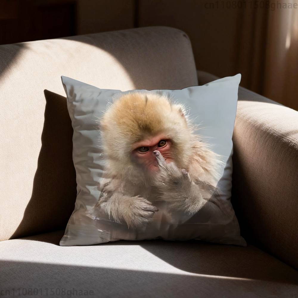 Funny Cute Monkey Pillow Case Sofa Living Room Bedroom Headboard Backrest Cushion Square Cushion Nap Time