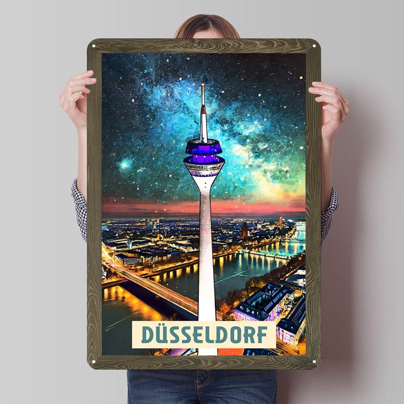 

Dusseldorf Metal Signs City Skyline Poster Living Room Decorations Custom Tinplate Sign for Wall Art Decoration Wand Deko Bar 20x30cm（7.8x11.8inch）