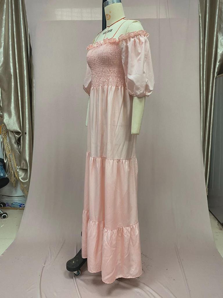 2025 Spring/Summer European & American Women's One-Shoulder Floral Maxi Dress