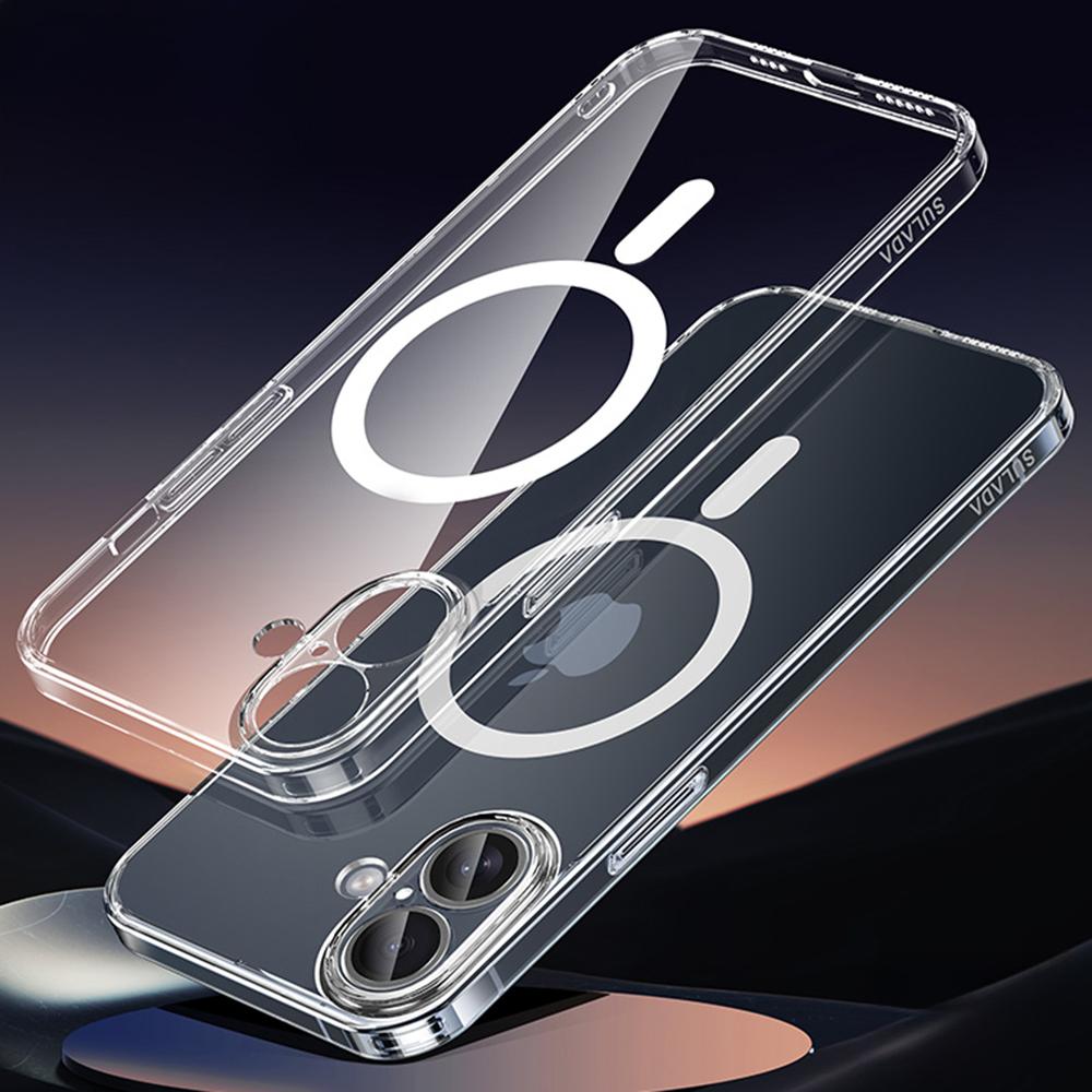 

SULADA For iPhone 16 Plus Case Built-In Lens Film TPU+PC Phone Cover Compatible with MagSafe Transparent