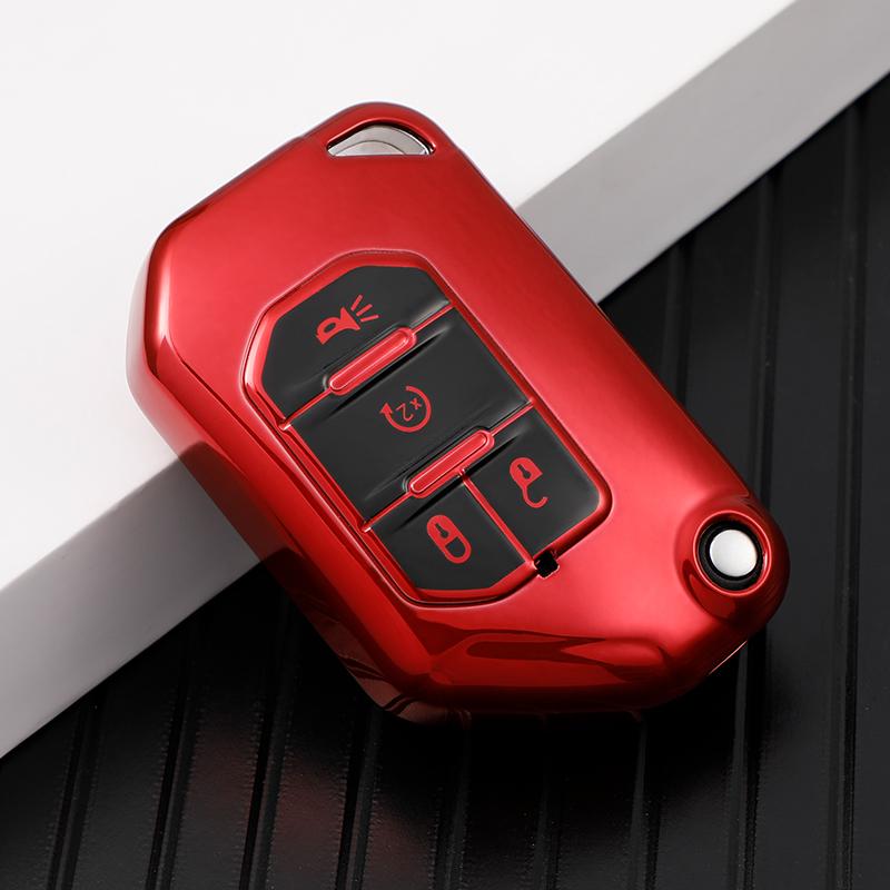 CLW1 Soft TPU Key Shell Fob Holder Cover Remote Protector Case for Jeep Wrangler JL TJ Gladiator JT 2018 2019 Keychain Protector
