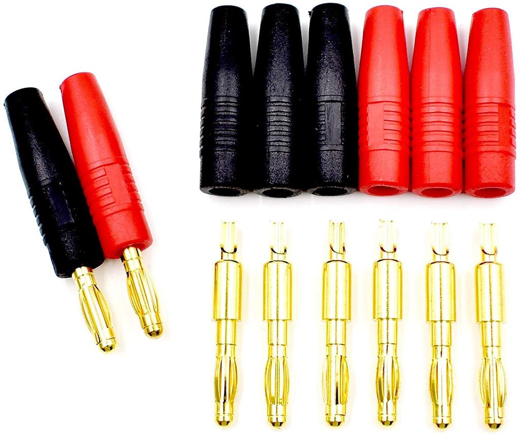 5 Pairs 4mm Banana Connectors for RC LiPo Batteries | Gold-Plated | Compatible with WLtoys 144001, Battery Case | Red and Black | Plastic