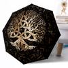 Goldener Baum des Lebens Automatischer Outdoor-Regenschirm Einziebares Design mit 8 Rippen Langlebig Leicht Perfektes Geschenk für Freunde Familie
