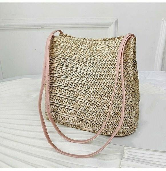 Women's Straw Woven Handbag Large Rattan Basket Beach Bag Summer Women Messenger Crossbody Bags Girls Small Beach Handbag New