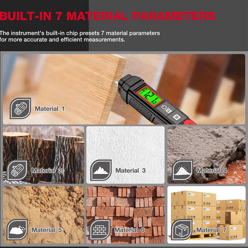 HT67 Wood Moisture Detector Digital Portable Moisture Meters Brick Cement Building Paper Humidity Meter LCD Display Detector