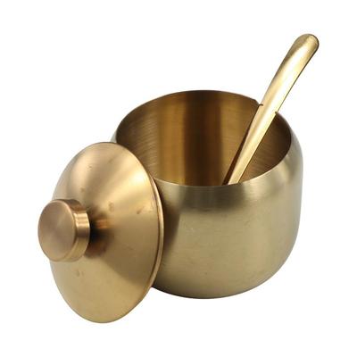 With Spoon Lid Sugar Bowl Stainless Steel Seasoning Pot Useful Storage Jar  Kitchen Supplies