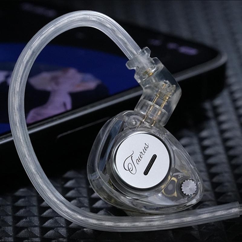 Taurus Double Dynamic Driver Cord Headphones Powerful Bass with Double-Microphones in Ear Monitor Earphones