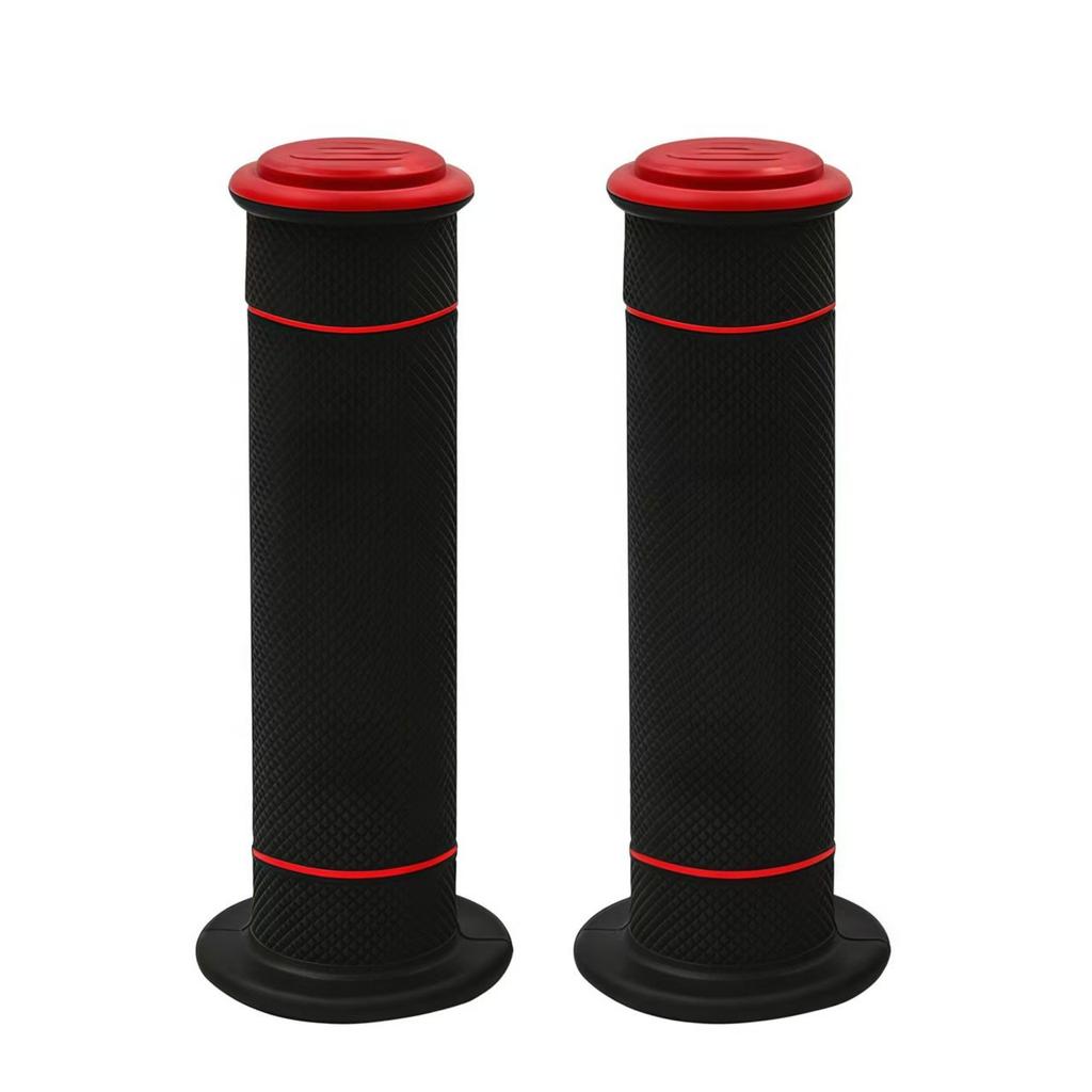 Off-Road Motorcycle Handlebar Grips with 3D Textured and Shock Absorbing Core for Improved Rider Comfort and Safety