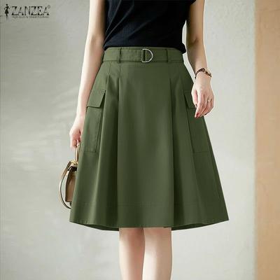 Women Casual Solid Color Loose Summer Midi Skirts