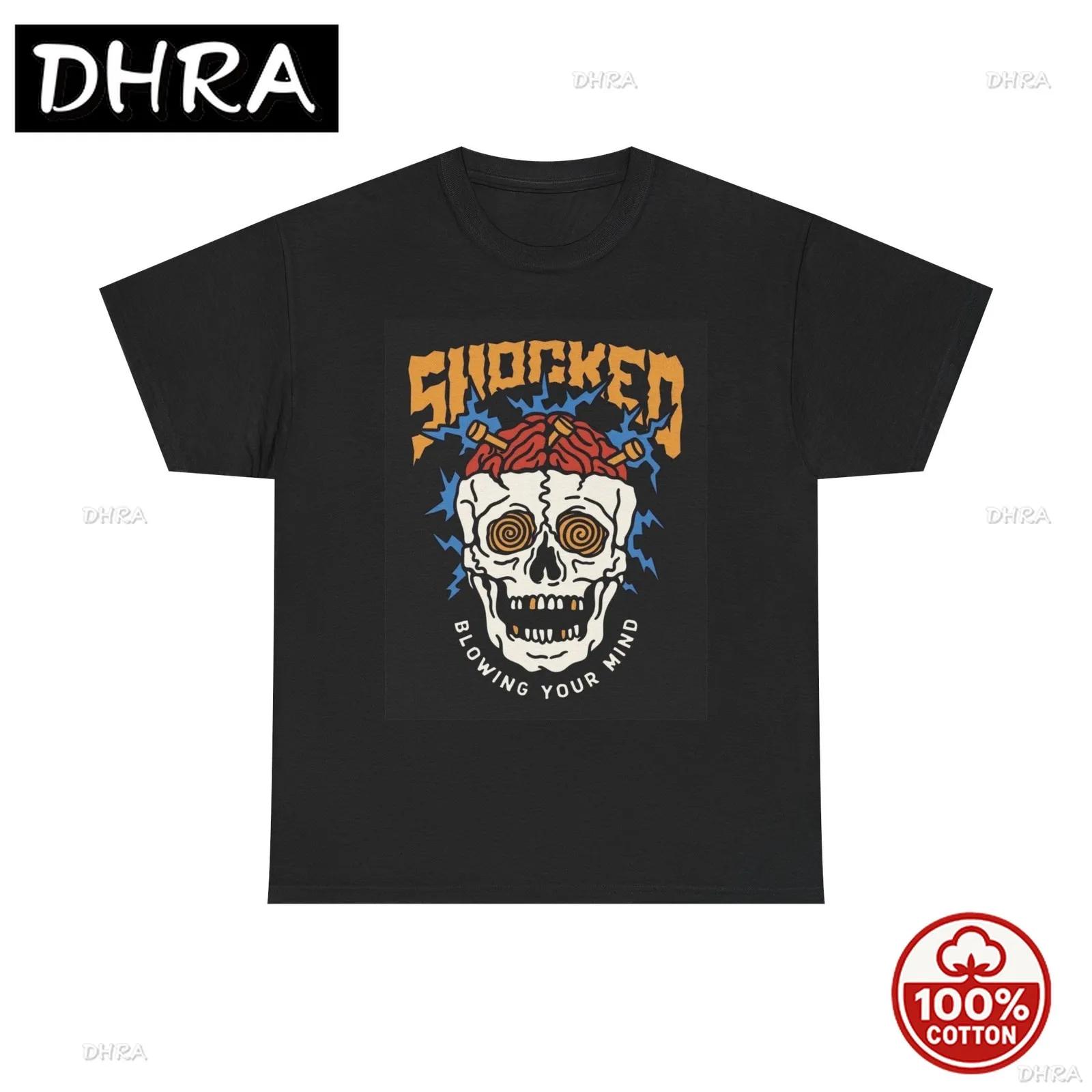 Skull Shocked Graphic T Shirt Vintage Unisex Heavy Cotton Tee in Streetwear Style for Tee Retro Aesthetic Comfy Skater T Shirt S
