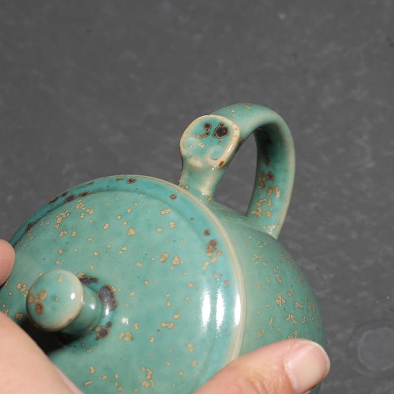 200ml Green Glaze Kiln Change Ceramic Mug with Lid Water Cup Coffee Cup